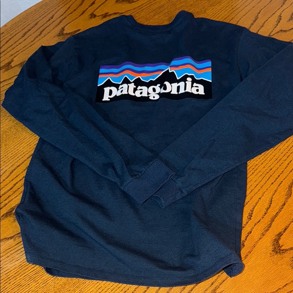 Patagonia Navy Long Sleeve with Vibrant Logo